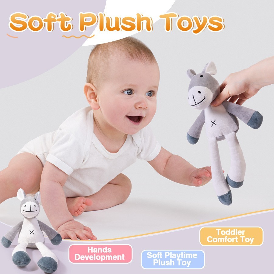 新生儿宝宝毛绒驴子玩偶安抚陪伴抱偶婴儿玩具0-1岁动物婴童益智图2