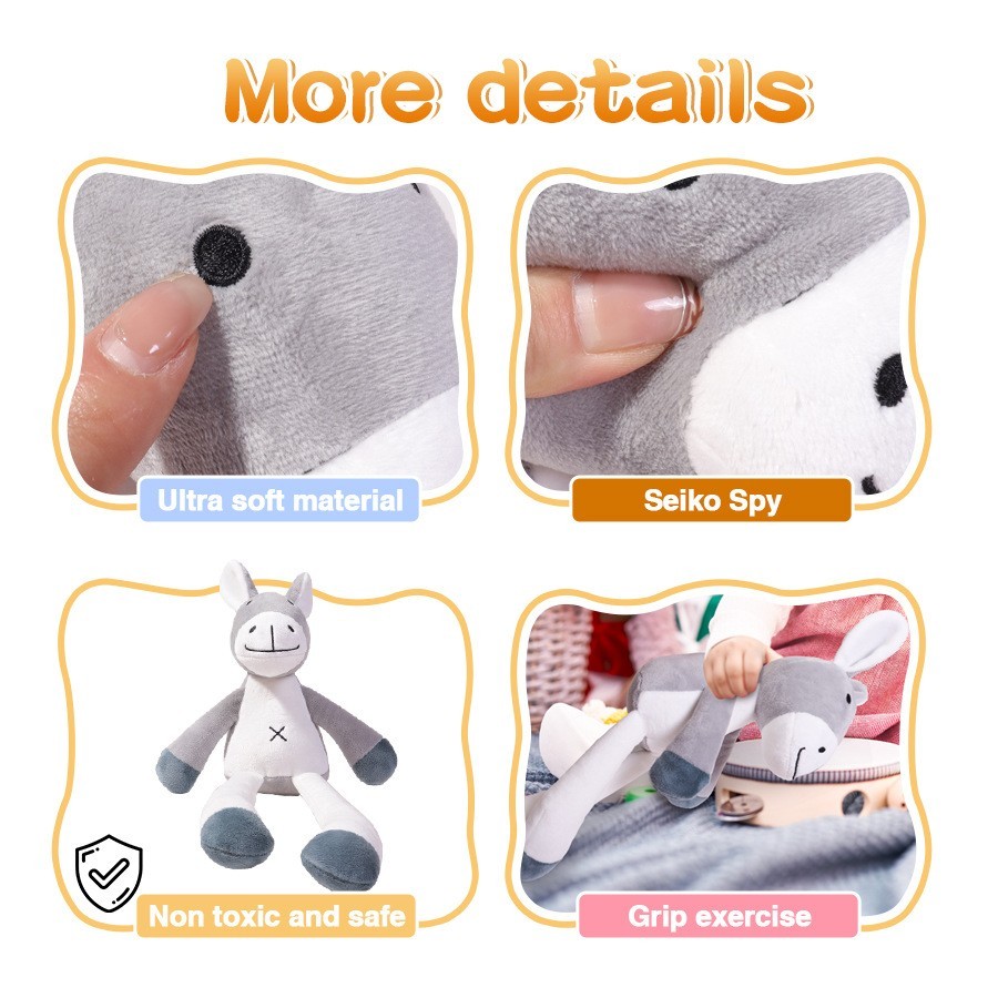 新生儿宝宝毛绒驴子玩偶安抚陪伴抱偶婴儿玩具0-1岁动物婴童益智图3