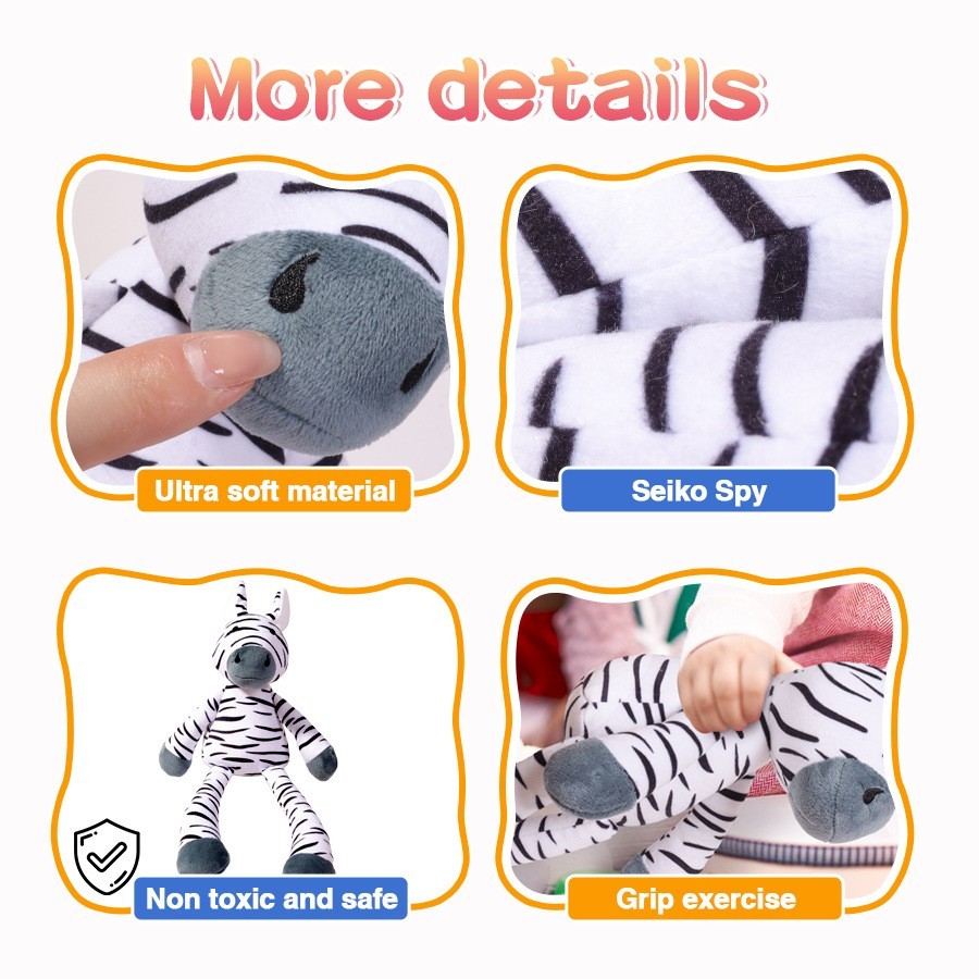 新生儿抱偶安抚黑白条纹毛绒斑马玩偶婴儿玩具益智0-1岁婴童抓握图3