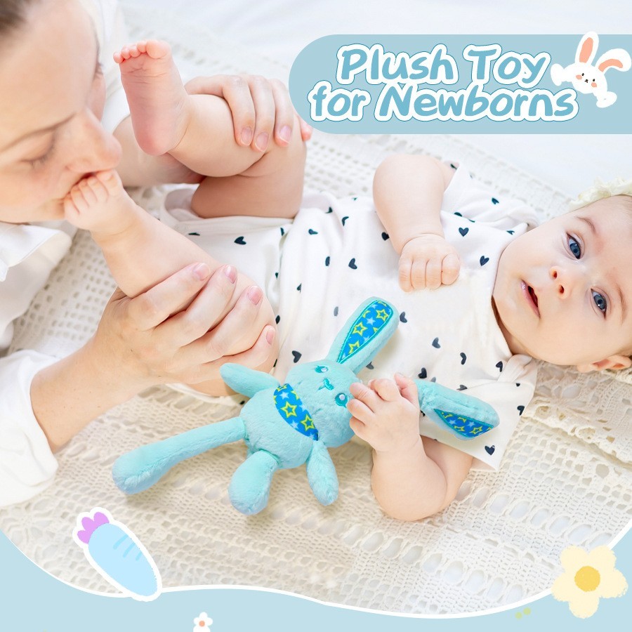 新生儿宝宝兔子玩偶婴儿玩具0-1岁益智安抚抽拉毛绒安抚玩具图2