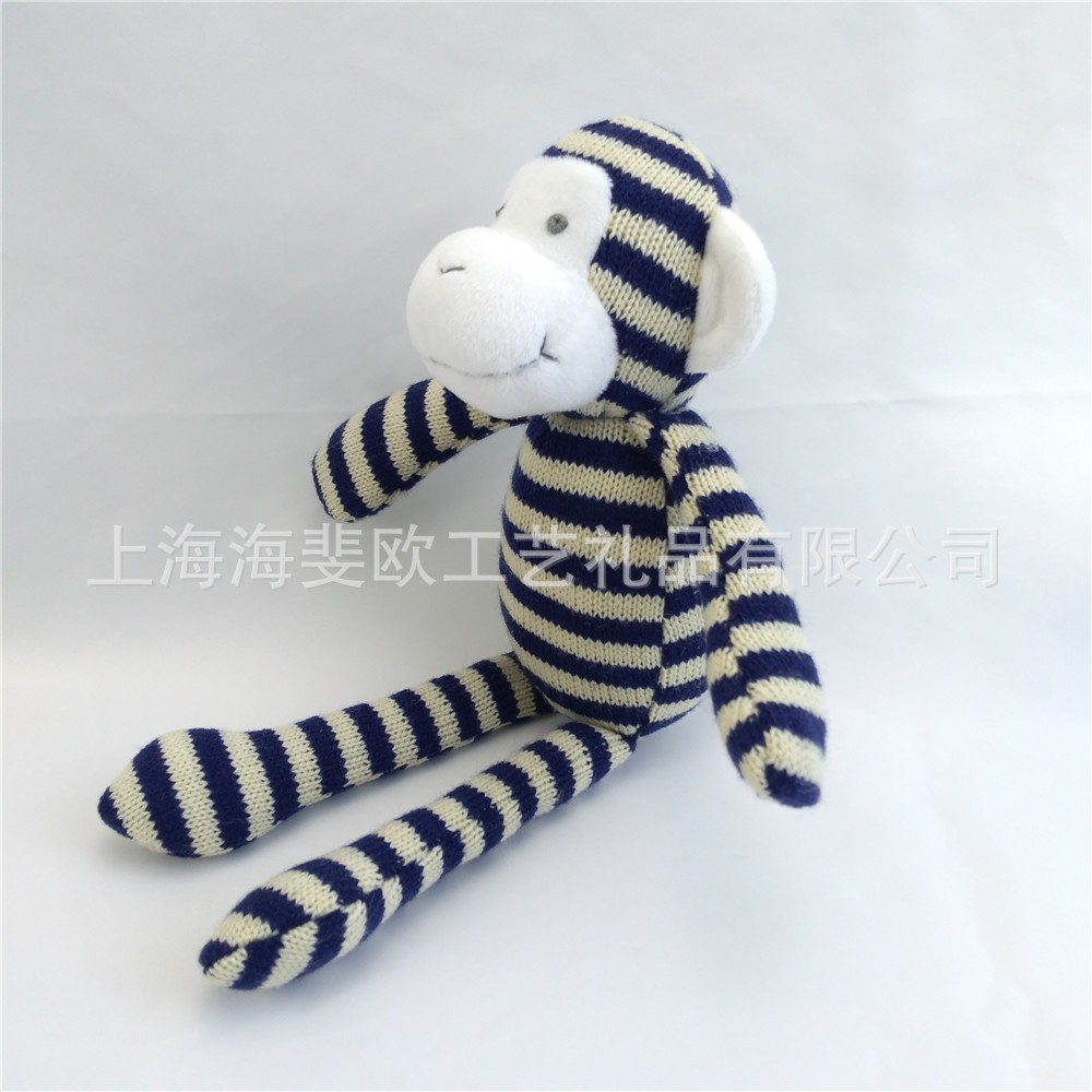 条纹可爱猴子毛绒玩具娃娃窗帘挂饰公仔儿童节日礼物宝宝安抚玩偶图2