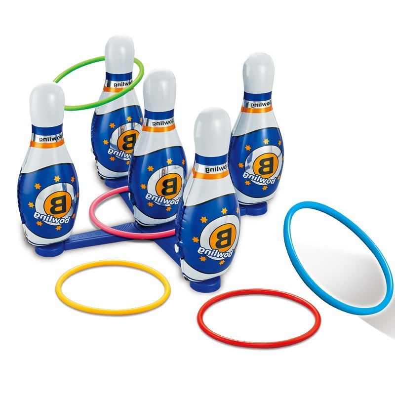 跨境热卖创意充气玩具二合一趣味玩法户外游戏保龄球儿童套圈比赛图3