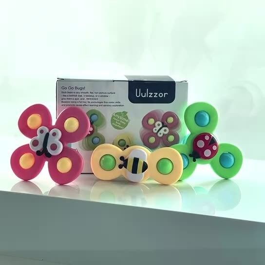 跨境同款吸盘花朵转转乐旋转昆虫花朵宝宝餐桌椅吸盘早教转转乐图2