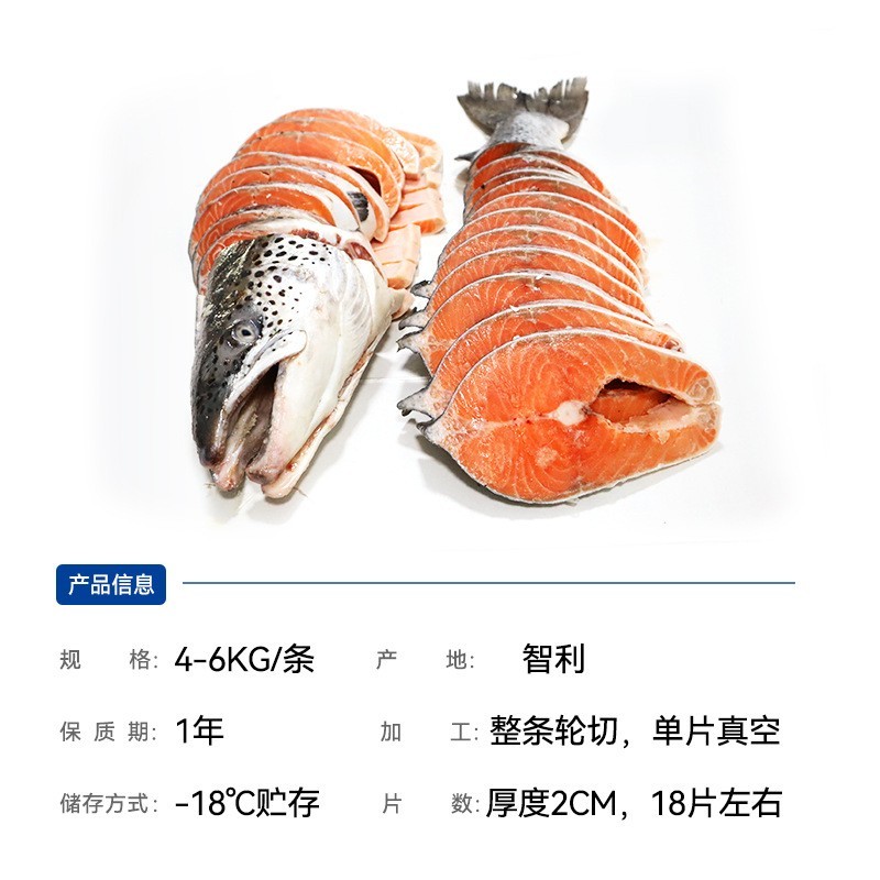 进口三文鱼整条大西洋鲑鱼日料理刺身鱼头寿司食材酒店加工图4