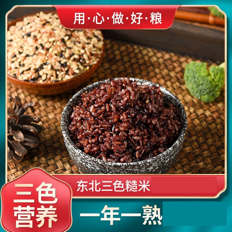 农产品五谷杂粮三色糙米 新米糙米饭黑米红米健身胚芽