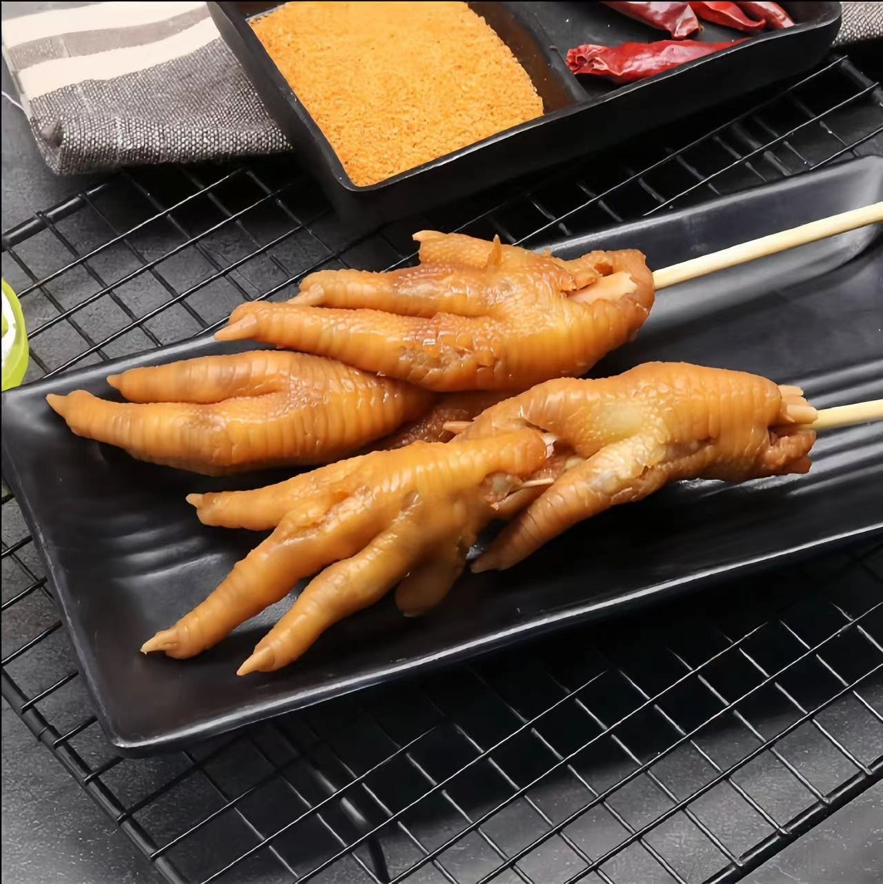 卤烤凤爪串冷冻半成品已腌制调理大鸡爪卤味鸡爪烧烤食材10串商用图4