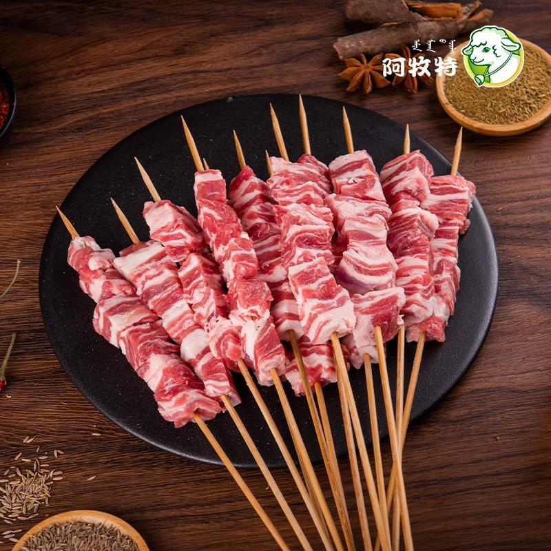 羔羊去骨羊排肉排腹肉冷冻穿串烤串烧烤食材肋排肉