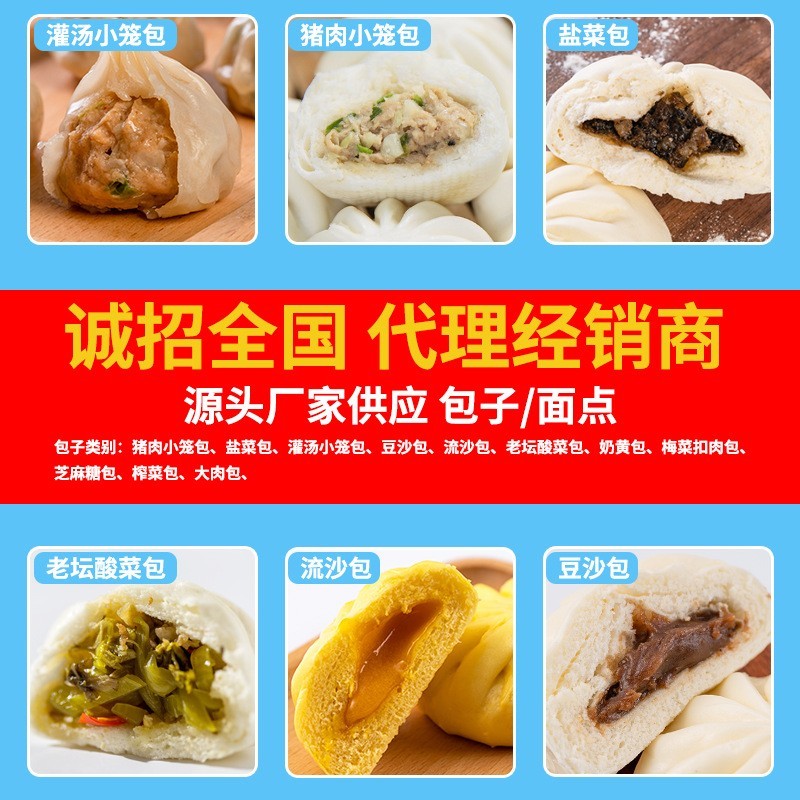 猪肉小笼包豆沙粉丝奶黄芝麻糖盐菜速冻包子半成品早餐图2