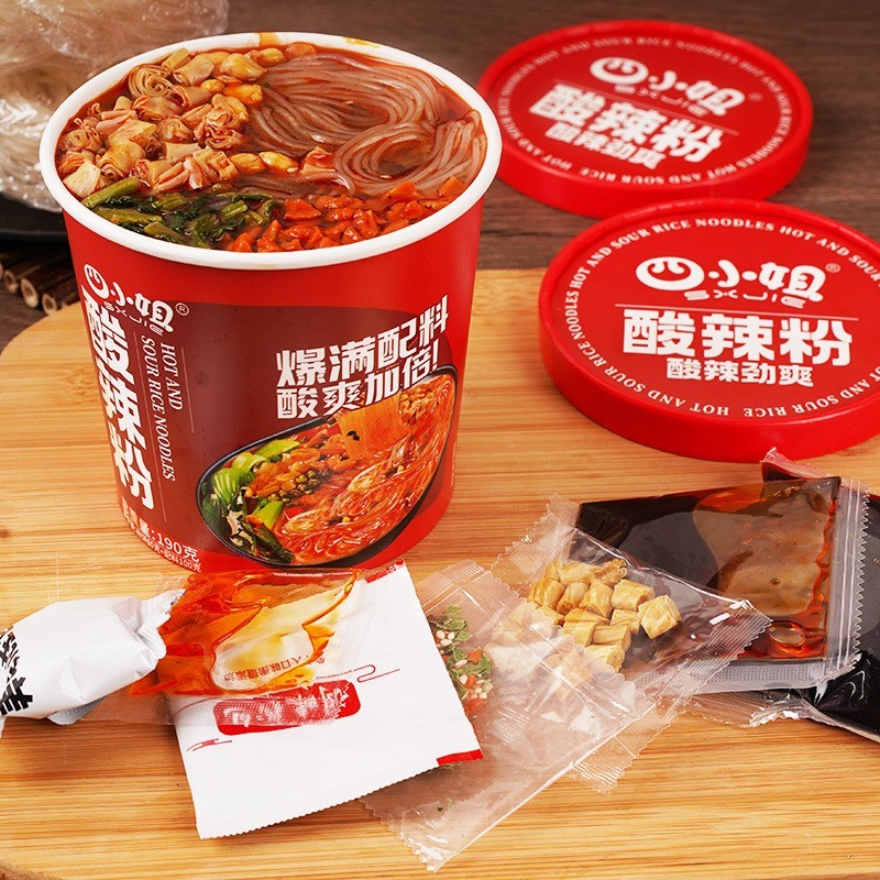酸辣粉黑金版桶装大克重粉丝懒人免煮冲泡粉丝米线方便速食图3