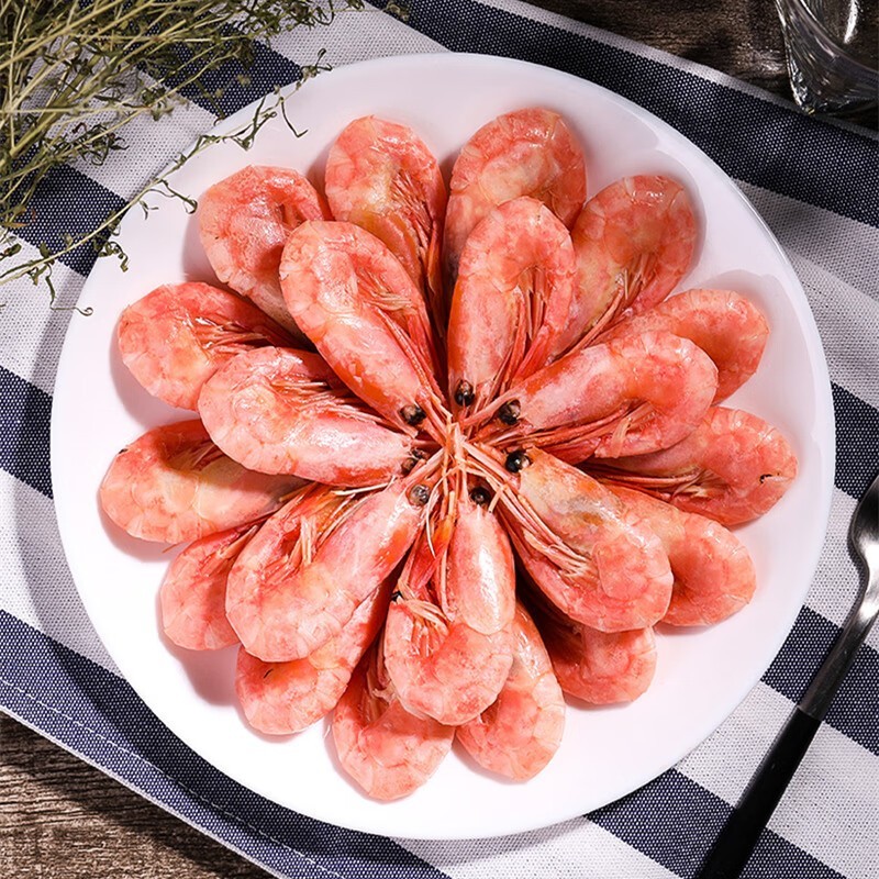 野生北极甜虾熟冻90-120头籽饱满 餐饮商用北极甜虾头籽500g图3