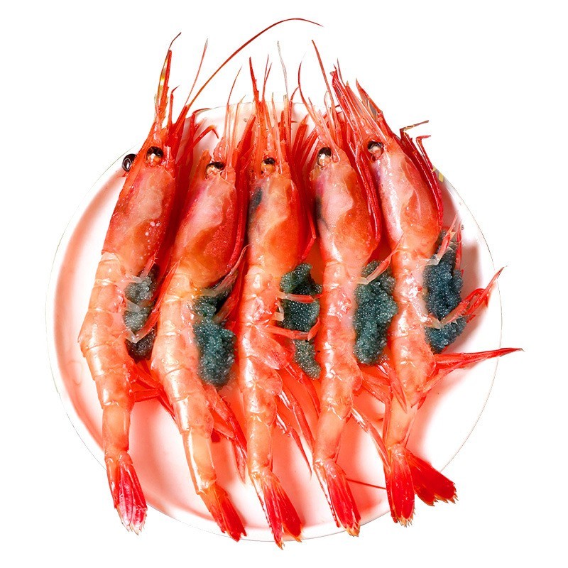 俄罗斯生冻甜虾北极甜虾冰虾对虾腹籽寿司食材1000g/盒图4