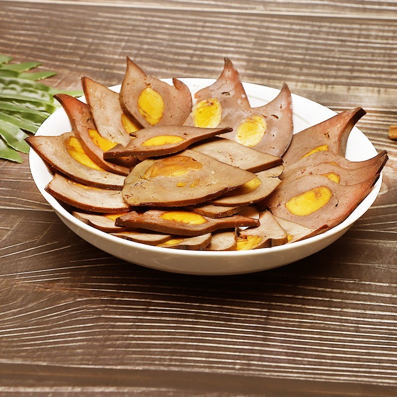 蛋黄猪肝下酒菜酒店饭店特色川菜四川特产金银猪肝图4