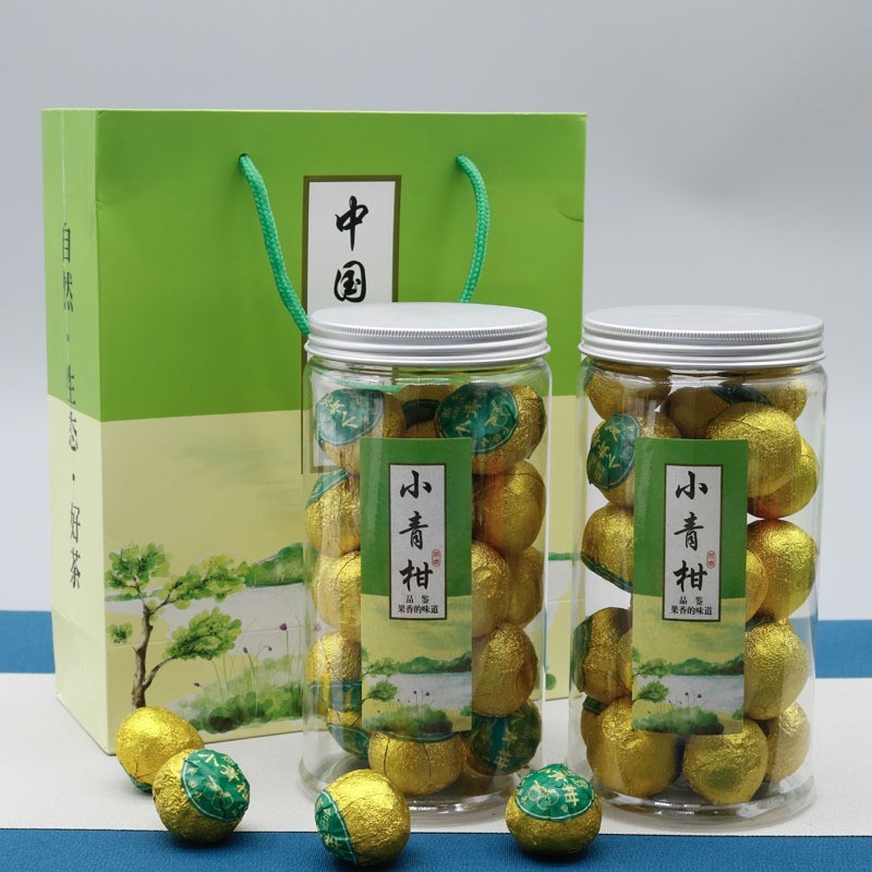 新小青柑陈皮普洱茶熟茶宫廷生晒小青柑茶叶礼盒装罐装图2