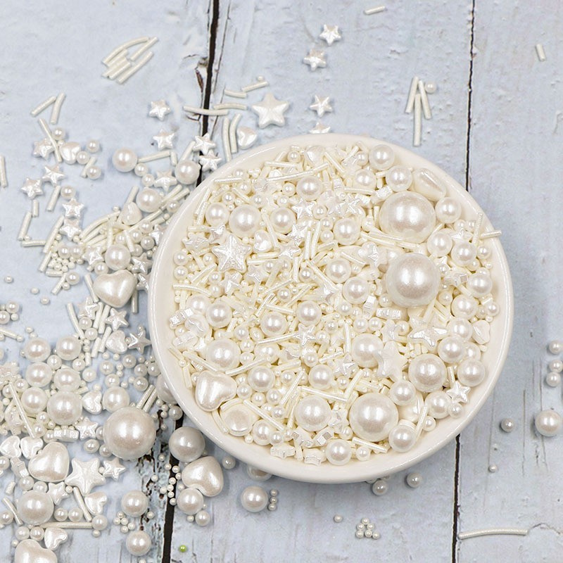 白色糖珠烘焙装饰珍珠混装彩色糖珠白色糖豆糖针彩珠图3