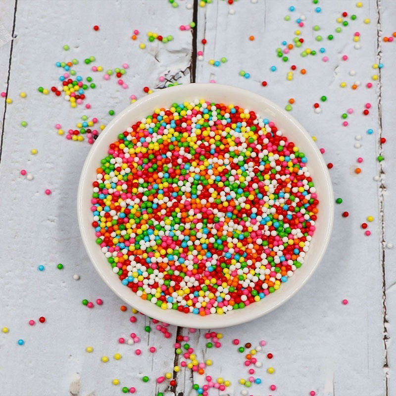 七彩糖珠蛋糕装饰可食用甜品西点烘焙糖针金珠银珠图2