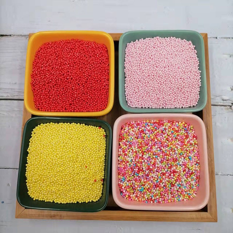 烘焙装饰糖珠2mm珠光糖珠500g纸杯冰淇淋可食用甜甜圈2mm彩珠