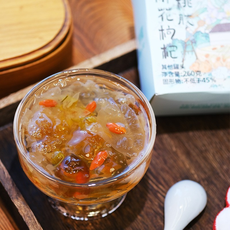 石斛花枸杞炖桃胶260g 银耳枸杞铁皮石斛花早餐独立碗装即食图5