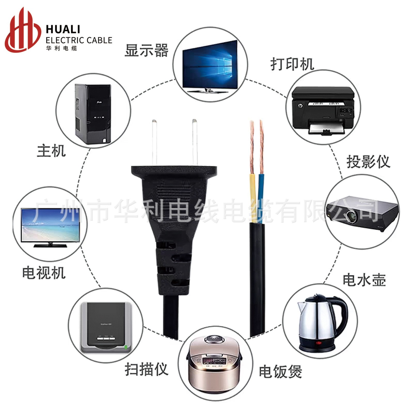 国标纯铜2芯电源线带插头二插两孔护套延长线 0.75 1平方1 2 3米图3