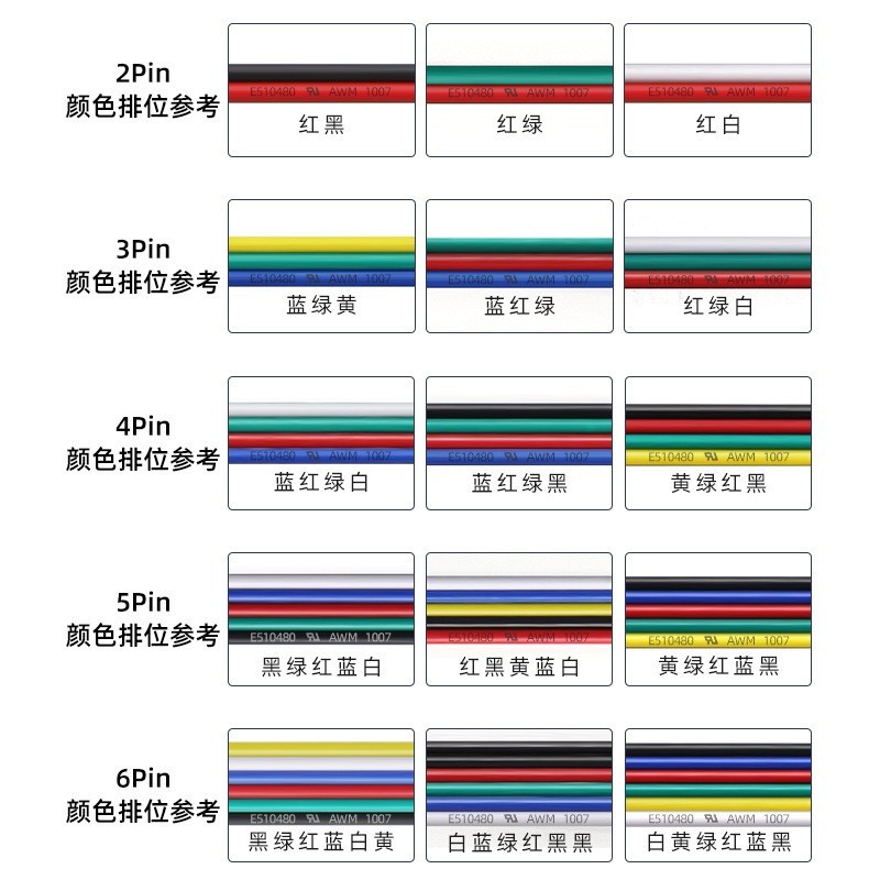 UL1007 2p 6p彩排线RGB灯条连接线电子产品内部导线彩色并线图4