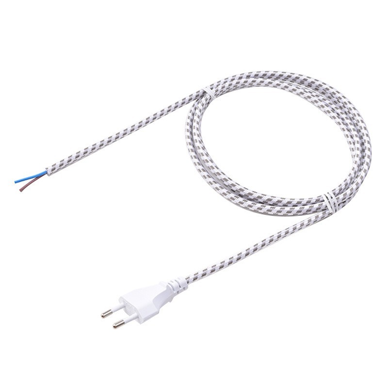 VDE欧标二芯编织线2.5A欧式插头插头线欧规电熨斗花线电源线图5