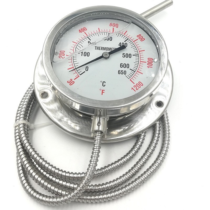 不锈钢压力式温度计 测油温水温带线探头 耐震刻度准确温度计图2