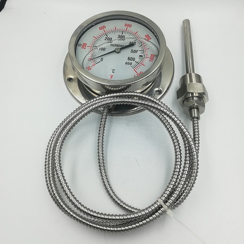 不锈钢压力式温度计 测油温水温带线探头 耐震刻度准确温度计图3