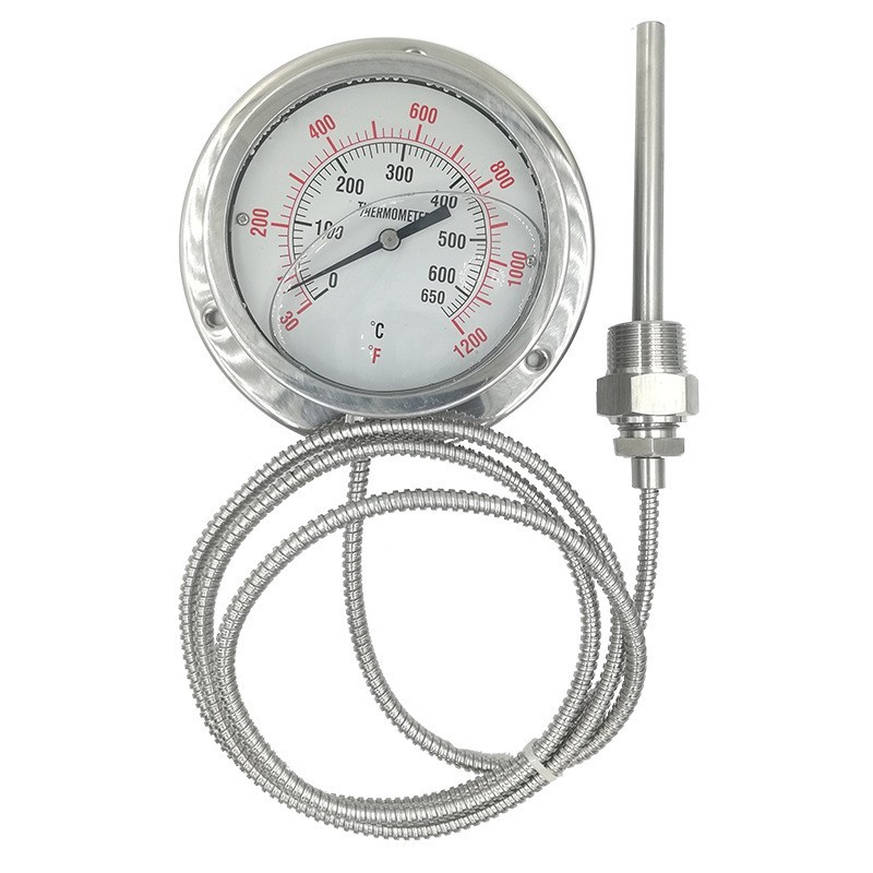 不锈钢压力式温度计 测油温水温带线探头 耐震刻度准确温度计图4