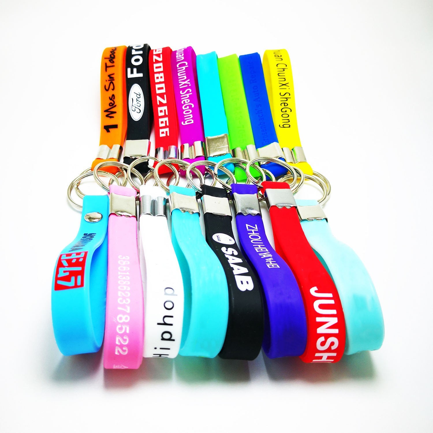 硅胶手环钥匙扣 单色硅胶钥匙圈橡胶手腕带手链钥匙扣配饰挂件图2