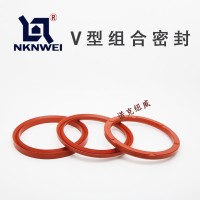 活塞杆气缸用丁腈氟胶组合密封圈 耐高温V型夹布组合油封机械密封