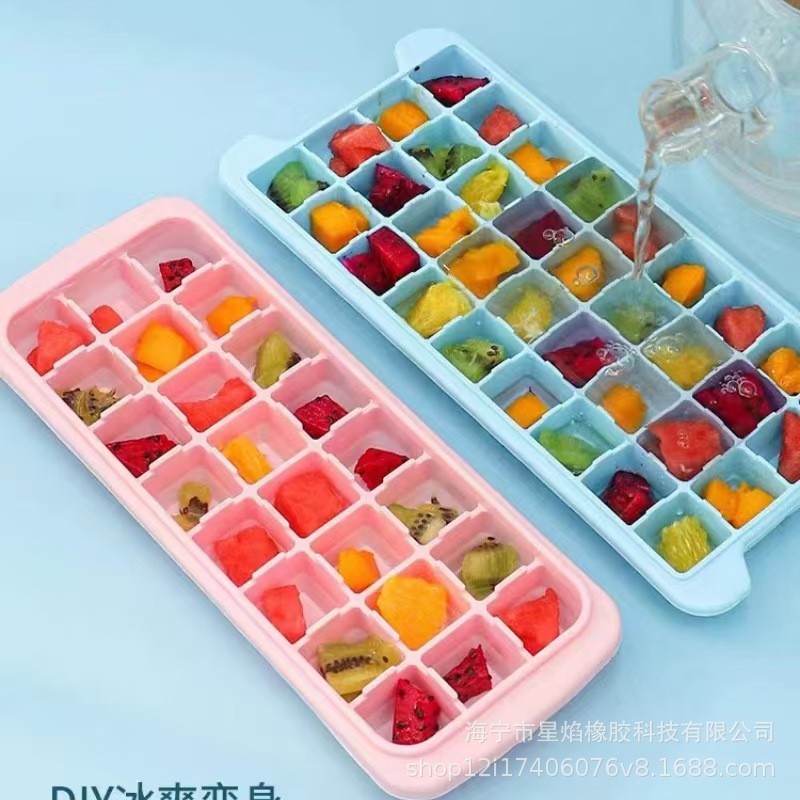 家用24格硅胶冰格带盖方形DIY冰块模具源头厂家-C4家居日用食品级图3