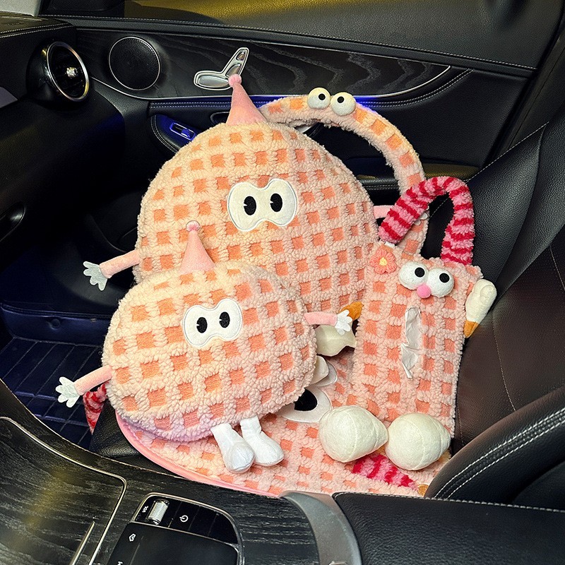 车载纸巾盒挂式卡通怪兽汽车椅背纸巾挂袋车用抽纸盒车内装饰用品图3