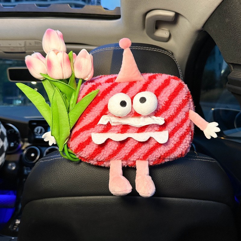 车载纸巾盒挂式汽车抽纸盒玩偶车内装饰品创意搞怪车用纸巾挂袋女图2