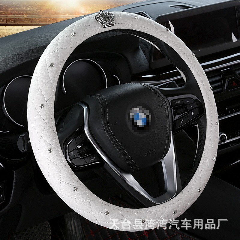 跨境wish四季通用新款皇冠方向盘套时尚镶钻车用女士把套汽车饰品图2