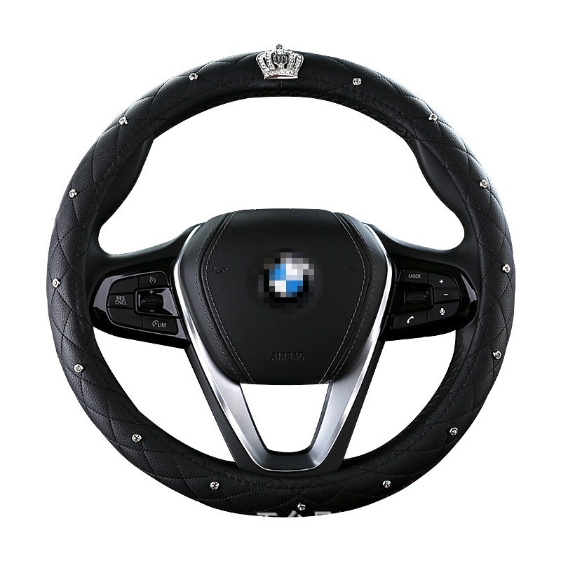 跨境wish四季通用新款皇冠方向盘套时尚镶钻车用女士把套汽车饰品图5