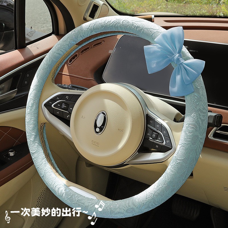 26新款蕾丝方向盘套可爱文艺网红车把套防滑吸汗汽车方向盘保护套图4