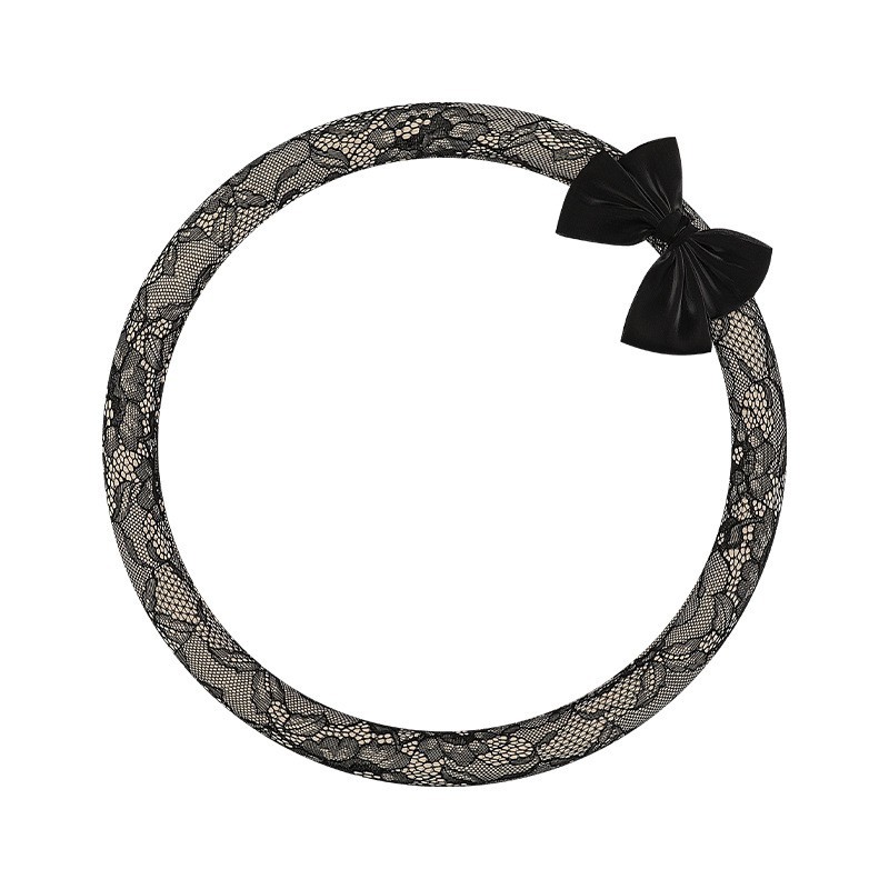 26新款蕾丝方向盘套可爱文艺网红车把套防滑吸汗汽车方向盘保护套图5