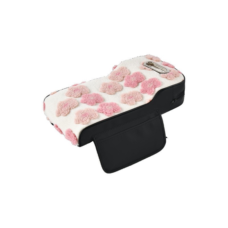 跨境羊羔绒汽车扶手箱垫多功能车载纸巾盒中央扶手箱增高垫保护套图5