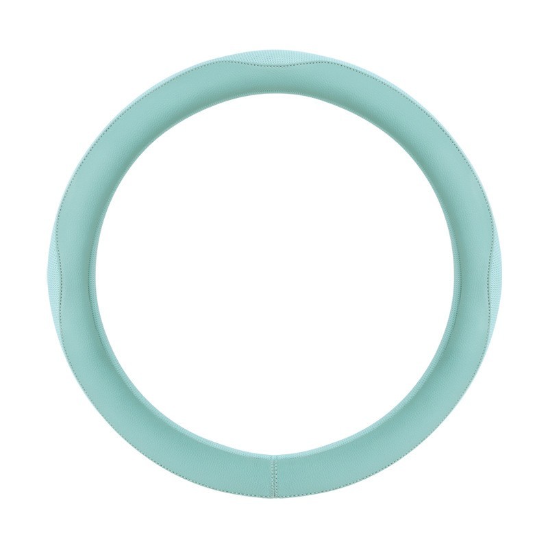 跨境新款肤感皮方向盘套拼接透气网布四季通用高级感车载防滑把套图5