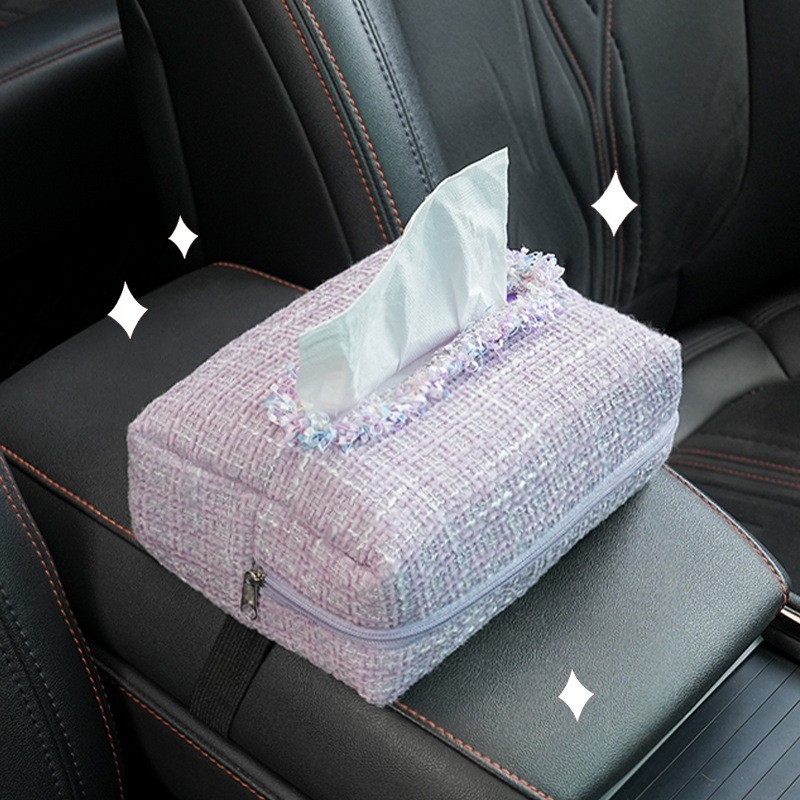 新款花边小香风纸巾盒汽车用品车内饰品图3