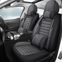 新款亚麻分体头汽车坐垫四季通用座椅套