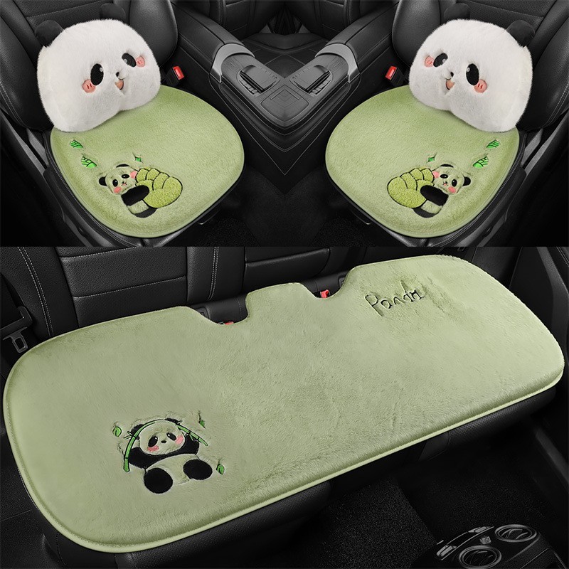 卡通汽车坐垫单片毛绒无靠背卡爱保暖冬季三件套屁股垫后排坐套图2