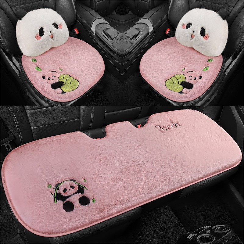 卡通汽车坐垫单片毛绒无靠背卡爱保暖冬季三件套屁股垫后排坐套图3