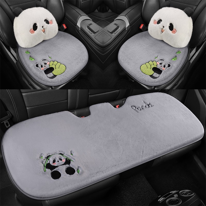 卡通汽车坐垫单片毛绒无靠背卡爱保暖冬季三件套屁股垫后排坐套图4