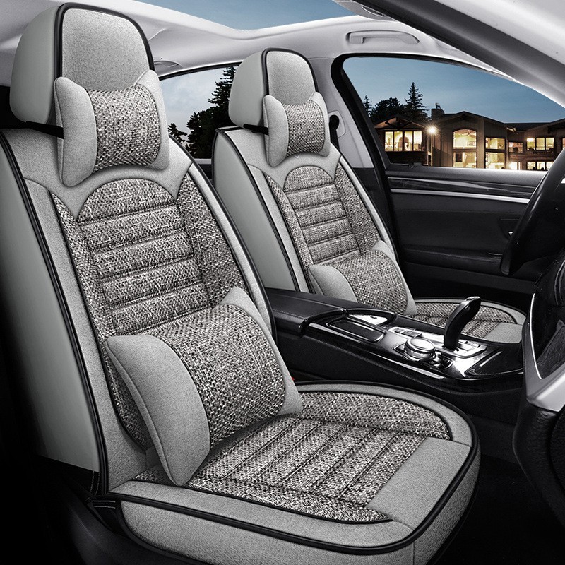 全包围亚麻汽车座套汽车坐垫通用四季汽车座椅套跨境外贸座垫座套图3
