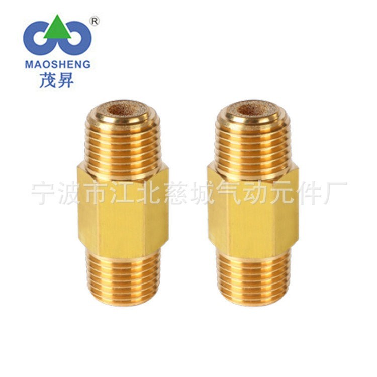 ASP型双头螺纹铜接头消声器 气动电磁阀元件消音降噪6/8/10/15图3