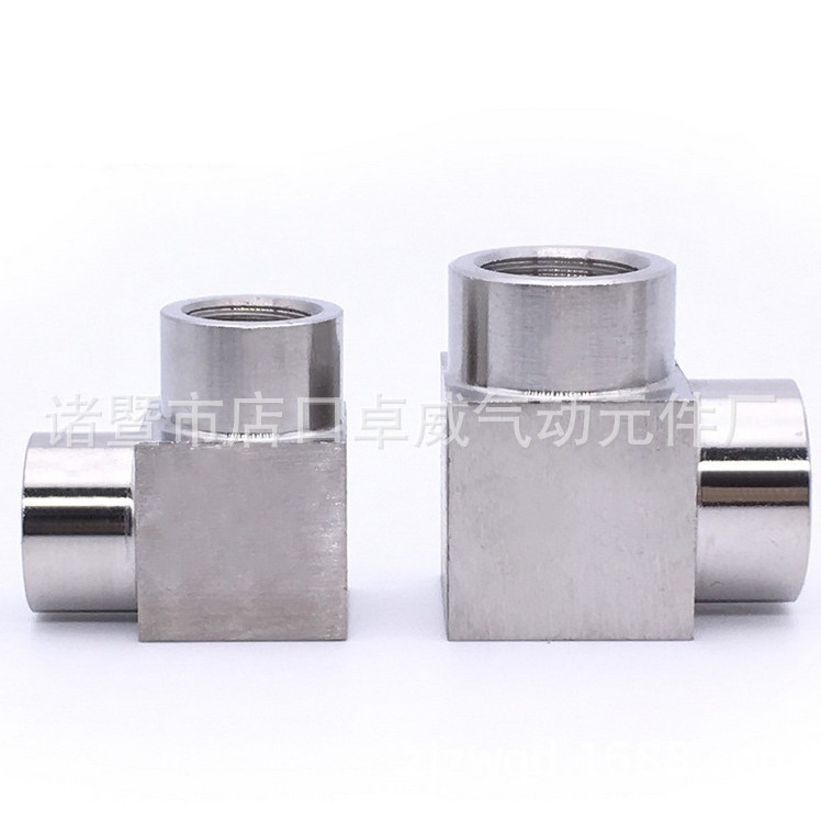 304不锈钢90度直角弯头耐高压L型双内丝弯头方块压力表接头图4