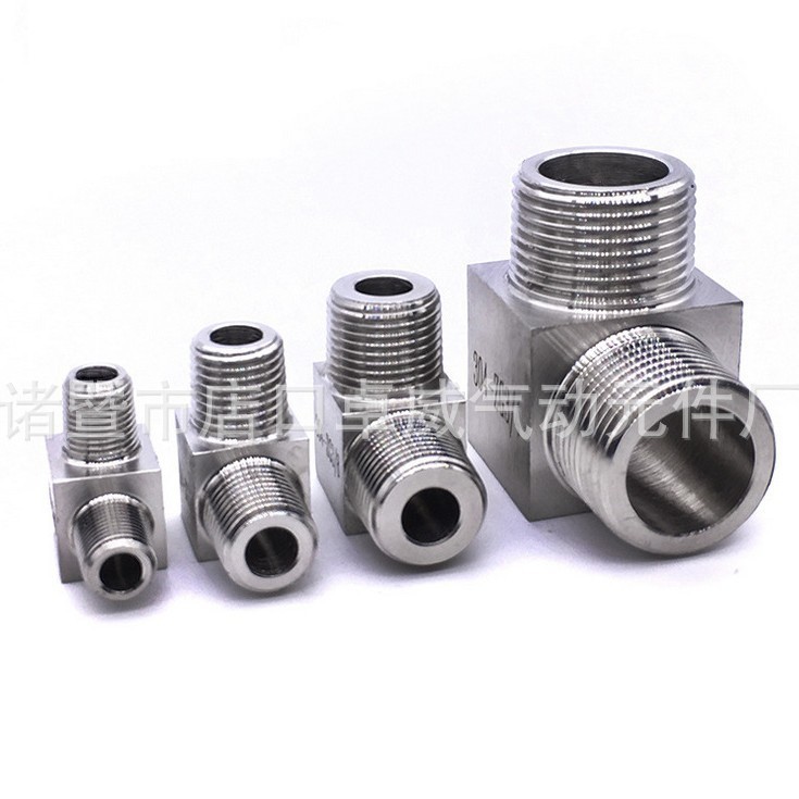 304不锈钢方块双外丝直角弯头终端接头1分2分3分4分6分1寸