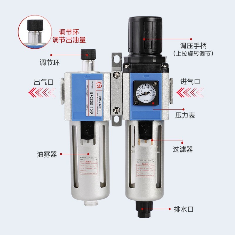 GFC气源处理器二联件 三联件空压机油水分离器 气动调压阀定制图4