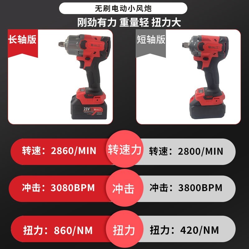 工业级大扭力锂电扳手锂电风炮电动工具21V无刷锂电小风炮图2