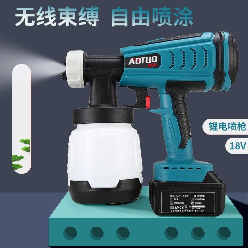 跨境锂电无刷喷枪 高压电动喷漆枪 喷涂工具乳胶漆油漆喷枪图4